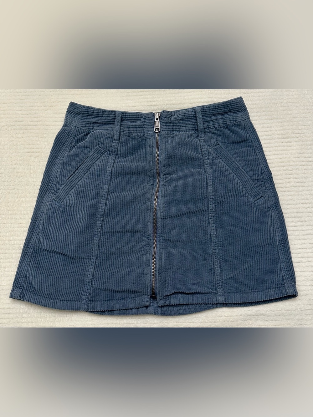 American Eagle A Line Zipper Corduroy Blue/Gray Mini Skirt Size 0